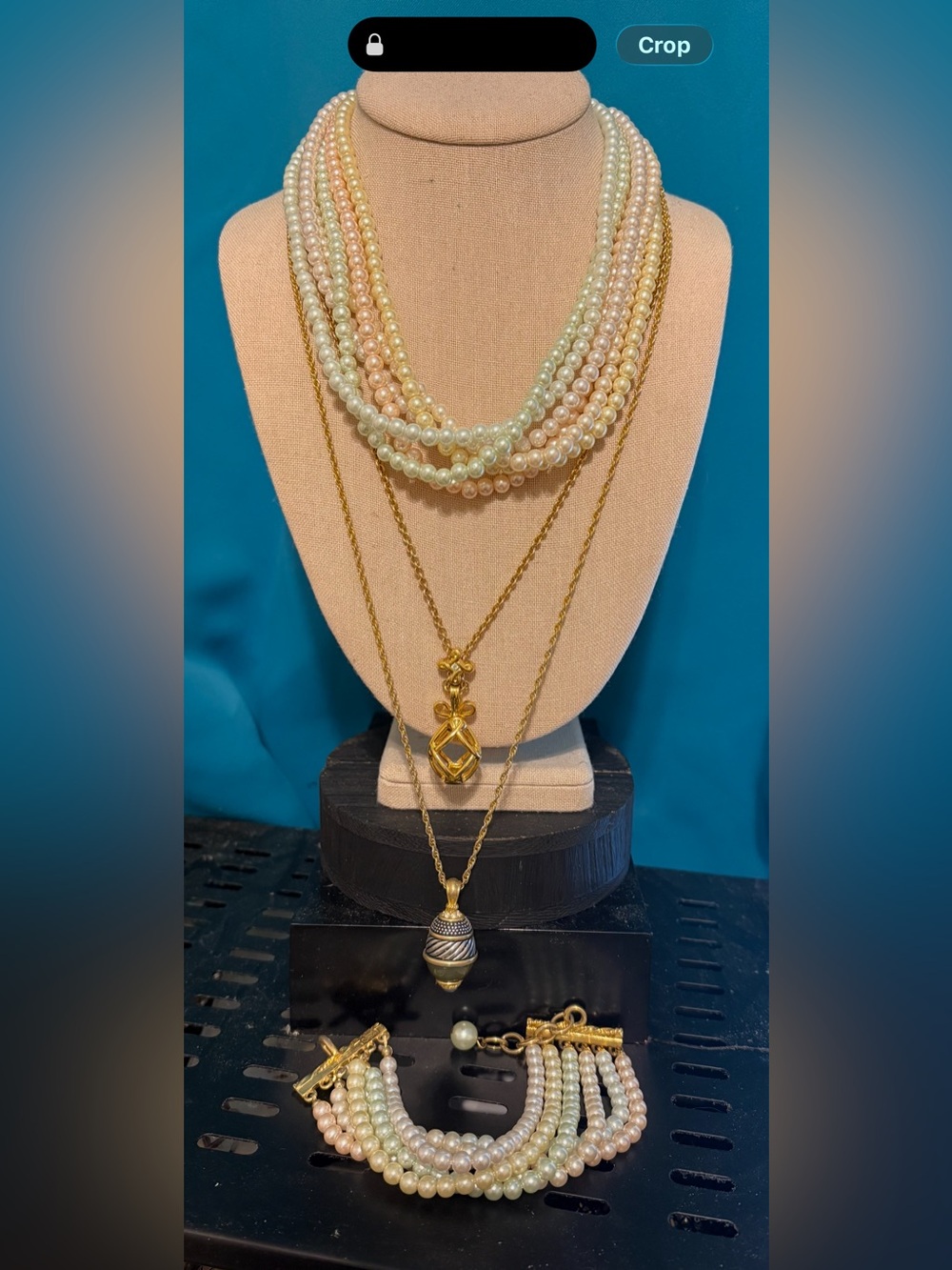 joan rivers lot 3 necklaces 1 bracelet faux multi strand pearl gold tone chain